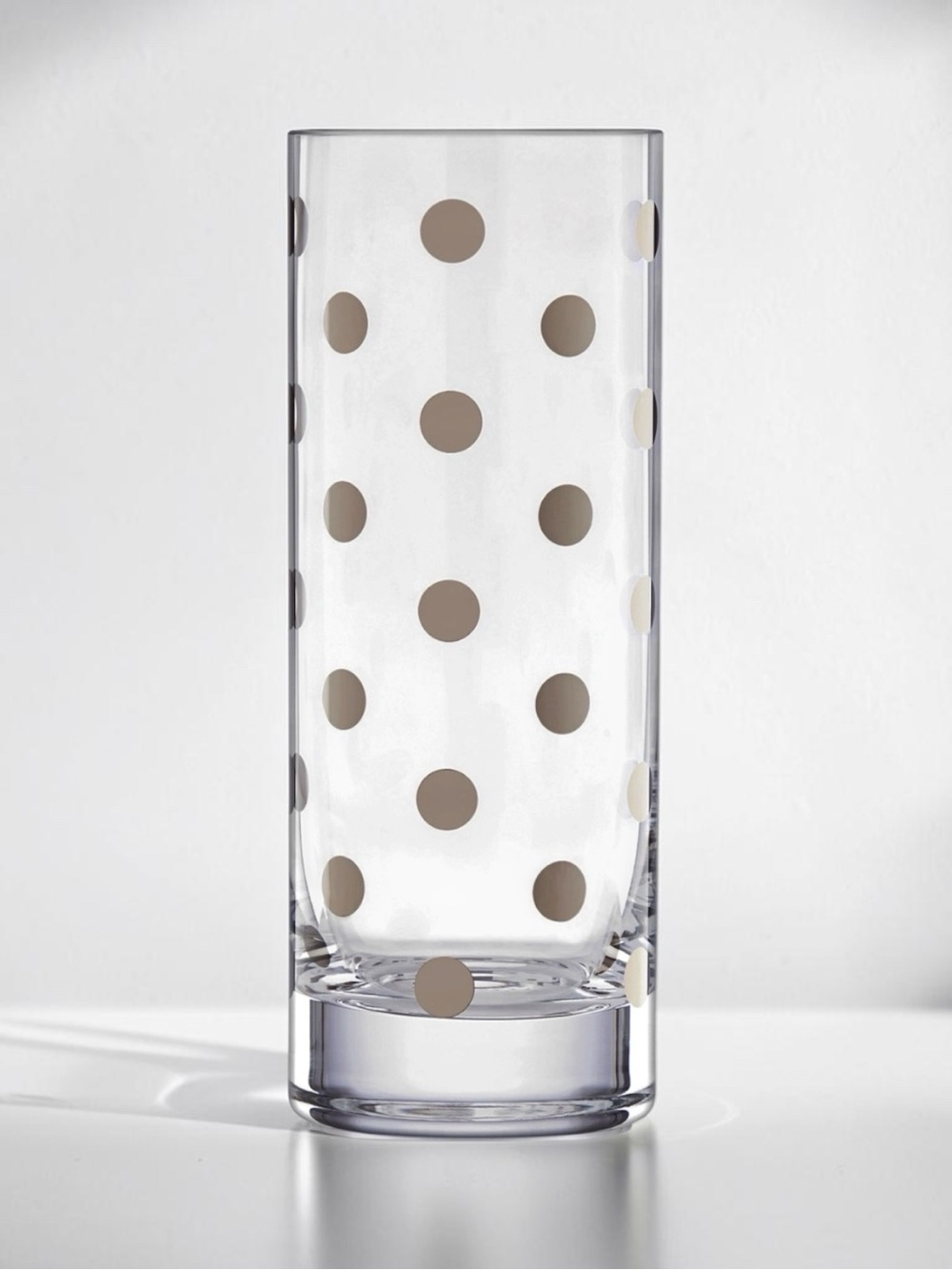 KATE SPADE NEW YORK Pearl Place Crystal Platinum polkadot Cylinder Vase Like new